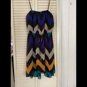 Tri - colored Sundress lined, shorter in front